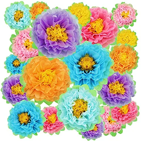18 Pcs Large Colorful Fiesta Paper Flowers Classroom Tissue Paper Flowers