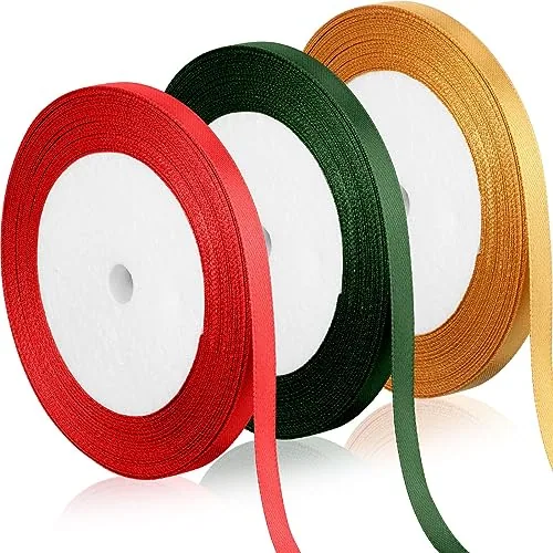 3 Rolls 75 Yards Valentine's Day Gifts Ribbons 1/4 Inch Satin Wide Ribbon