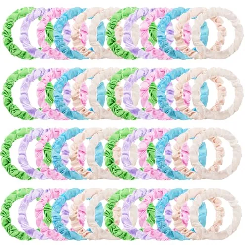 48 Pcs Small Silk Hair Scrunchies Satin Ponytail Holders Macaron