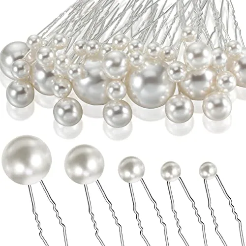 40 Pack Pearl Hair Pins Pearl Bobby Clips for Wedding