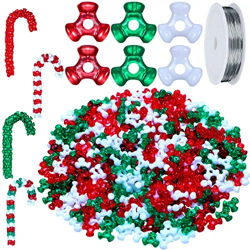 800 Pcs Christmas Tri Beads Craft Kit, Candy Cane Ornaments