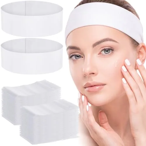 90 Pcs Stretch Disposable Headbands Spa Facial Hair Band