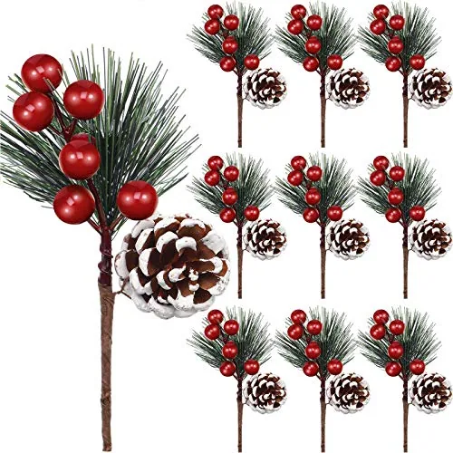 Pine Picks Red Berries Pinecones Christmas Wreath Decor