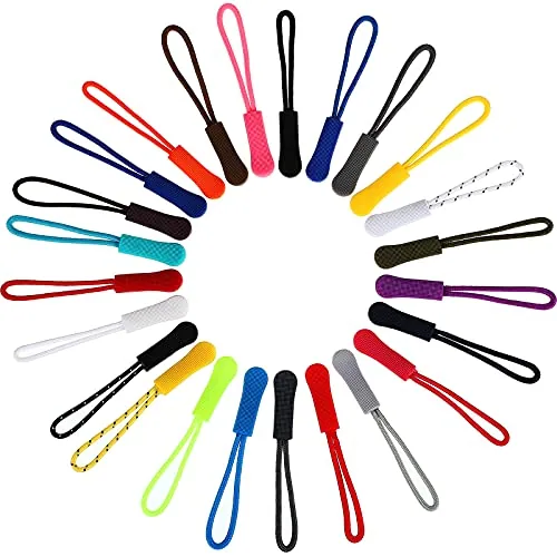 50 Pieces Zipper Pulls, 25 Colors Zipper Replacement Tag Backpack