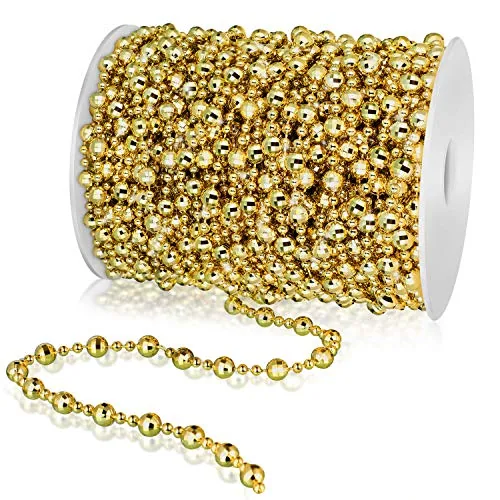 99 Feet Gold Beaded Garland Christmas Tree Pearl Bead