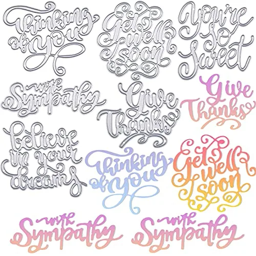 6 Pcs Word Die Cuts for Card Making Blessing Metal