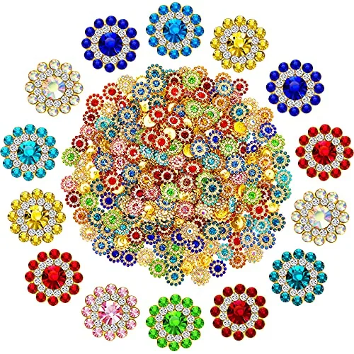 300 Pieces 14mm Sew on Rhinestones for Bedazzling Flower Buttons with