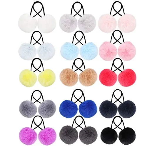 30 Pieces Pom Pom Hair Ties Girl Hair Accessories