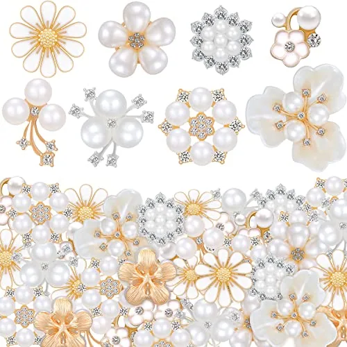 80 Pieces Rhinestone Buttons Embellishments Buttons Faux Pearl Button