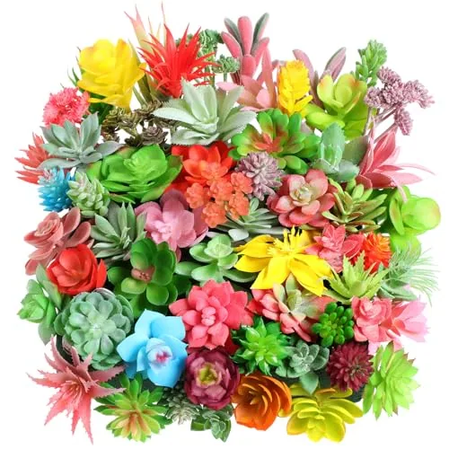 100 Pcs Colorful Succulent Plants Artificial Fake Succulents Plants Bulk