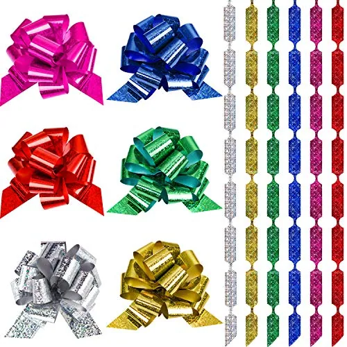 48 Pcs Pull Bows Wrap Ribbon 6 Colors