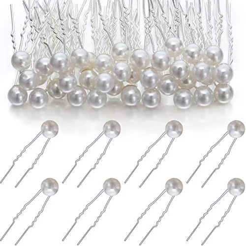 40 Pack Pearl Hair Pins Wedding Bridal U Pins for Brides,0.4 Inch