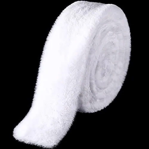 Faux Fur Ribbon Christmas Garland,White,3 Inch X 20 ft