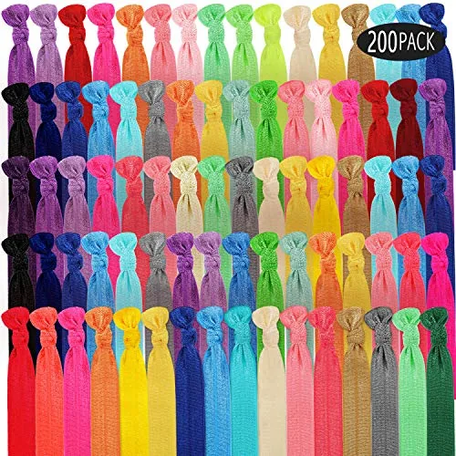 200 Pcs Ribbon Hair Ties for Women Knotted Ponytail Holders Bulk