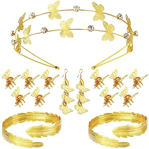 15 Pcs Greek Goddess Crown Golden Leaves Headband