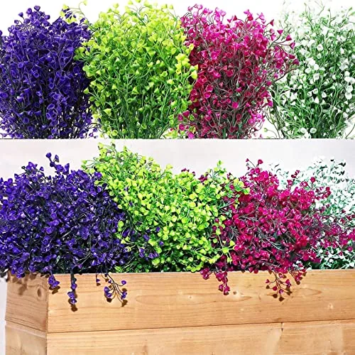 12 Bundles Artificial Flowers Outdoor Artificial Plant Decor UV Resistant