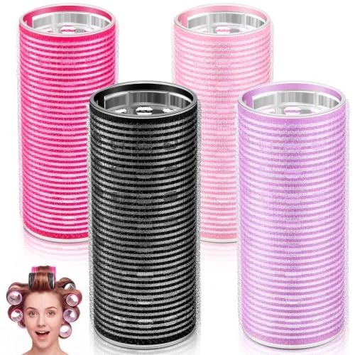 4 Pcs Aluminum Thermal Hair Rollers for Women, 4.7 X 2 Inch