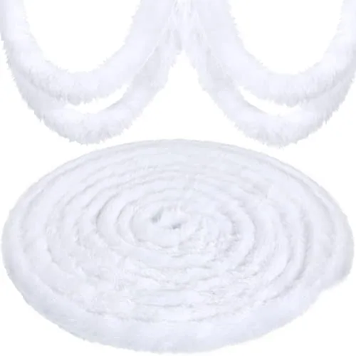 Faux Fur Ribbon Christmas Garland,White,3 Inch X 60 ft