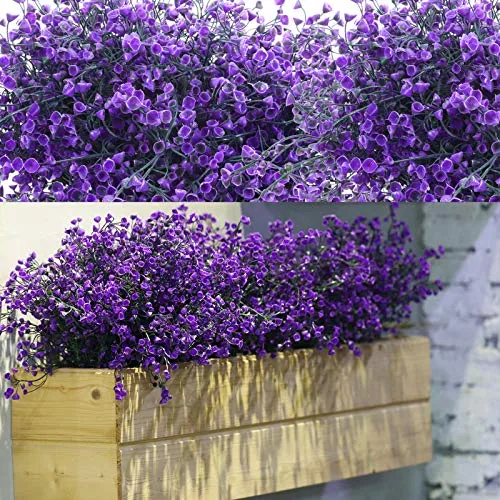 12 Bundles Artificial Flowers Outdoor Artificial Plant Decor UV Resistant