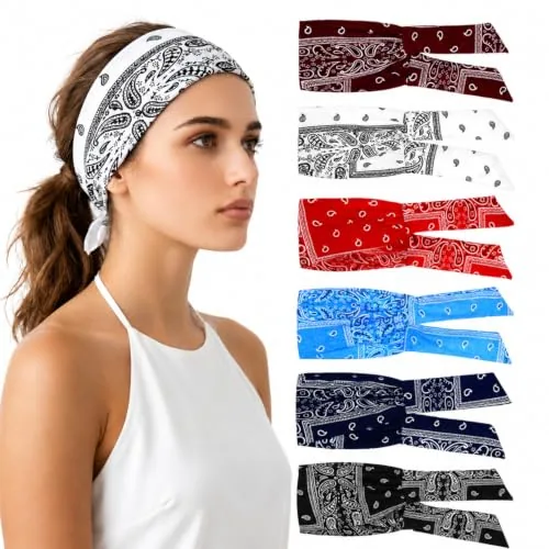 6 Pcs Tie Headband for Women Adjustable Wide Bandanas
