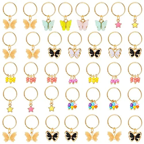 18 Pcs Butterfly Gold Hair Jewelry for Braid Hair Braid Rings Clip