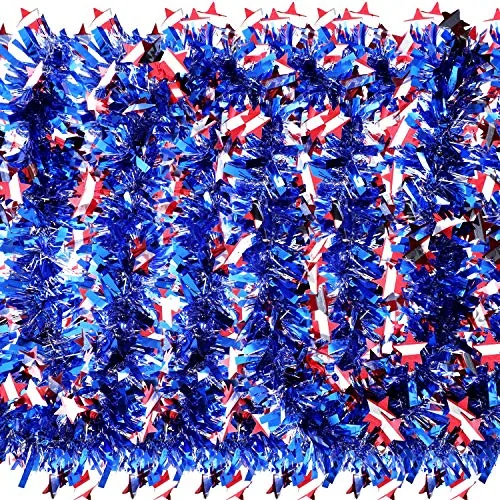 1 Pcs Patriotic Tinsel Garland Metallic Party Decoration,100 Feet