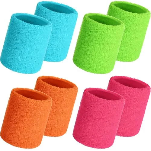 8 Pack Wrist Sweatbands Sports Wristbands