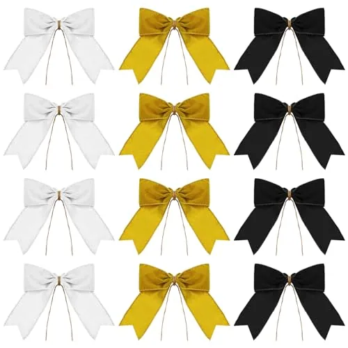 12 Pcs Buffalo Plaid Bows 3Color 6 x 6 Inch