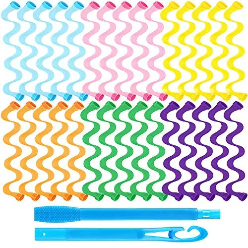30 Pcs No Heat Hair Curlers Waver with Hooks,30 Cm/ 11.8 Inch