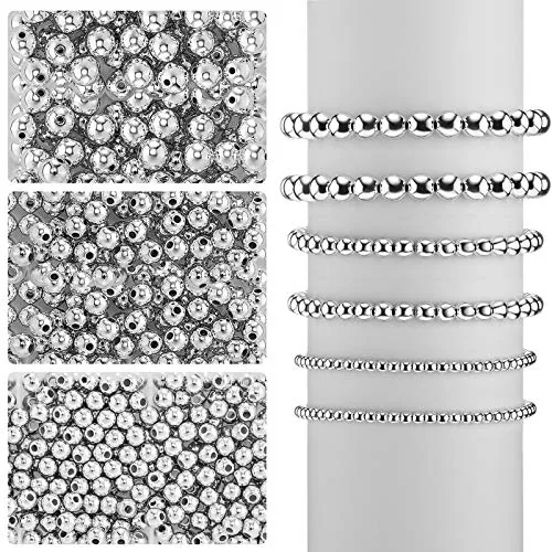 1200 Pcs Round Spacer Beads for Jewelry Making 4/6/8 mm