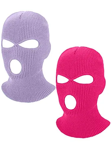 2 Pieces Knitted Full Face Cover 3 Hole