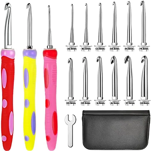 12 Sizes Interchangeable Crochet Hooks Set, 2-8 Mm