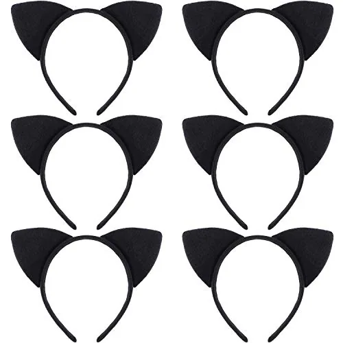 6 Pcs Cat Ears Headband Black Halloween Party for Girls Women
