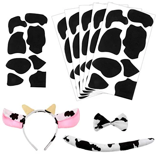 Halloween Cow Costume Set Ears Headband Tail Bow Tie