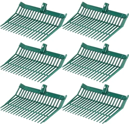 6 Pack Manure Fork Replacement Heads with Screws 18 Tine, Pitch Fork Heads
