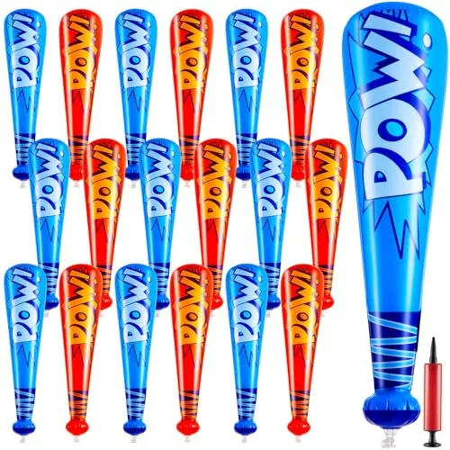 18 Pcs 17 Inch Inflatable Baseball Bat Bulk Pump