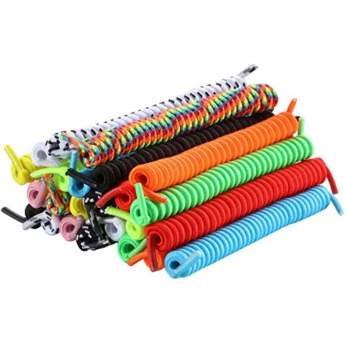12 Pairs No Tie Curly Shoe Laces Elastic