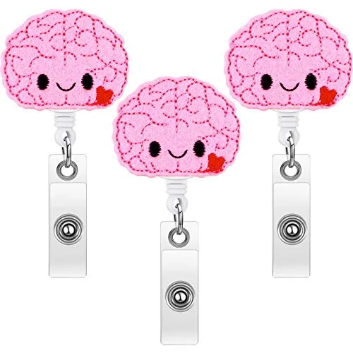 3 Pieces Nurse Badge Reel Retractable Brain Badge Holder Felt Nursing