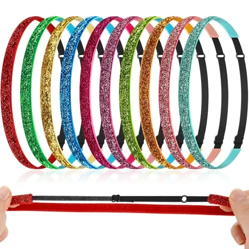 10 Pcs Glitter Non Slip Headbands for Girls Women
