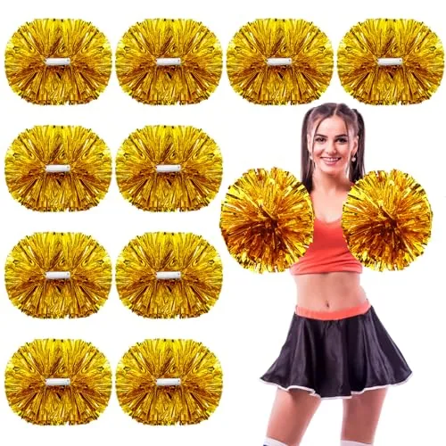 12pcs Cheerleading Pom Poms with Baton Handle