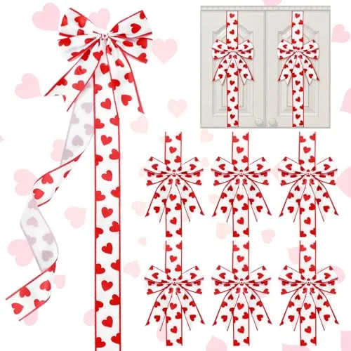 8 Pcs Valentine's Day Cabinet Ribbons Bows for Kitchen 78.8 Inch Large