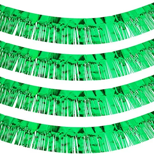 4 Pack 40 Feet Green Metallic Foil Fringe Garland