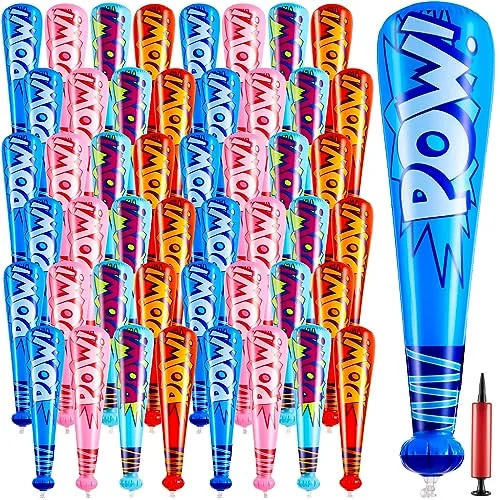 48 Pcs 17 Inch Inflatable Baseball Bat Bulk Pump