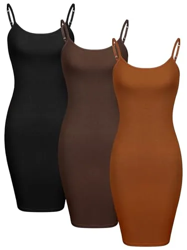 3 Pcs Women Cami Tank Dress S 3Color