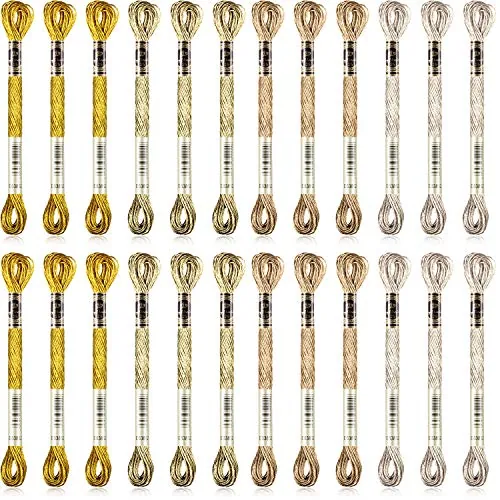 24 Skeins Metallic Embroidery Floss - Glitter Embroidery Threads for