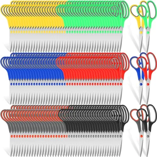 90 Pack Scissors Bulk 8 in Multipurpose Stainless Steel Multi Color