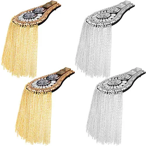 4 Pcs Halloween Shoulder Epaulets Punk Sequined Tassel Epaulets