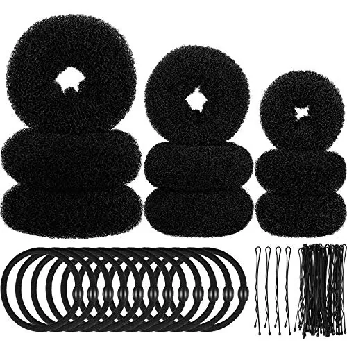 Women, Girls and Kids Foam Sponge Donut Hair Bun Shaper Set - 9 Rings