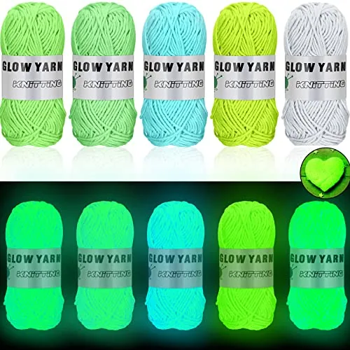 5 Rolls Glow in The Dark Yarn for Crocheting
