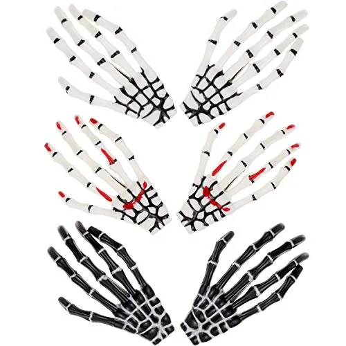 6 Pieces Skeleton Hands Hair Clips Halloween